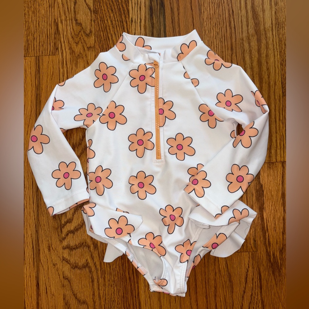 Jessica Simpson Floral Kids Swim Rash Guard 24M